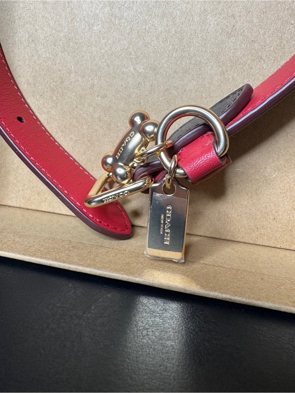 Coach Red Brown Leather Dog Collar - Picture 10 of 10